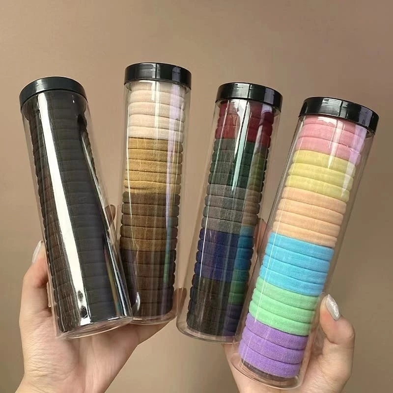 Ikat Rambut Donat Besar Isi 20 Free Tabung / Karet Rambut Polos Wanita isi 20 / Ikat Rambut Warna Wa