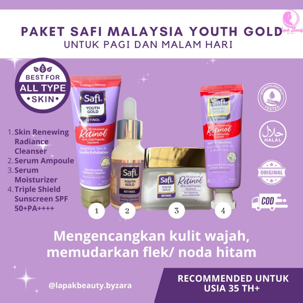 Paket Safi Retinol Skincare Antiaging Penuaan Flek bintik hitam Safi Malaysia