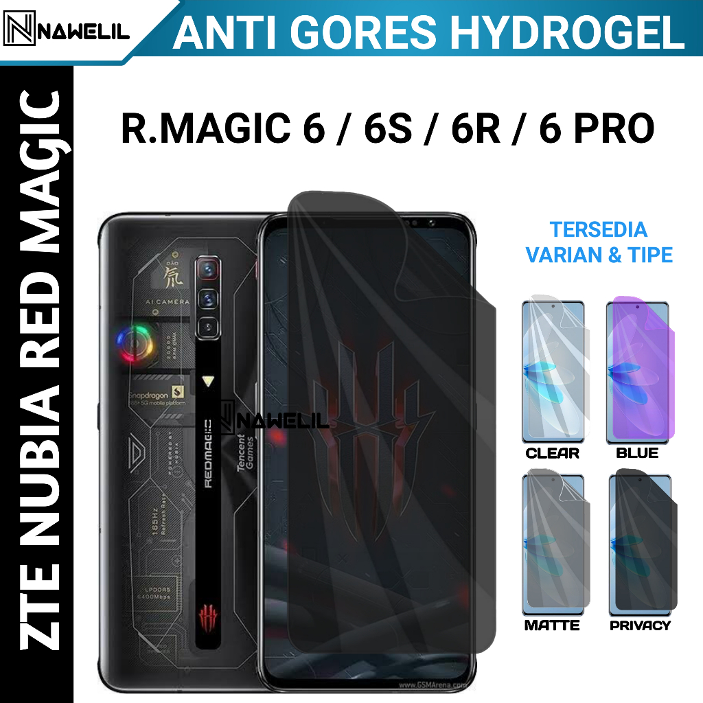 Anti Gores Hydrogel Film ZTE Nubia Red Magic 6R 6S 6 Pro Anti Spy Privacy Clear Matte Blue Light