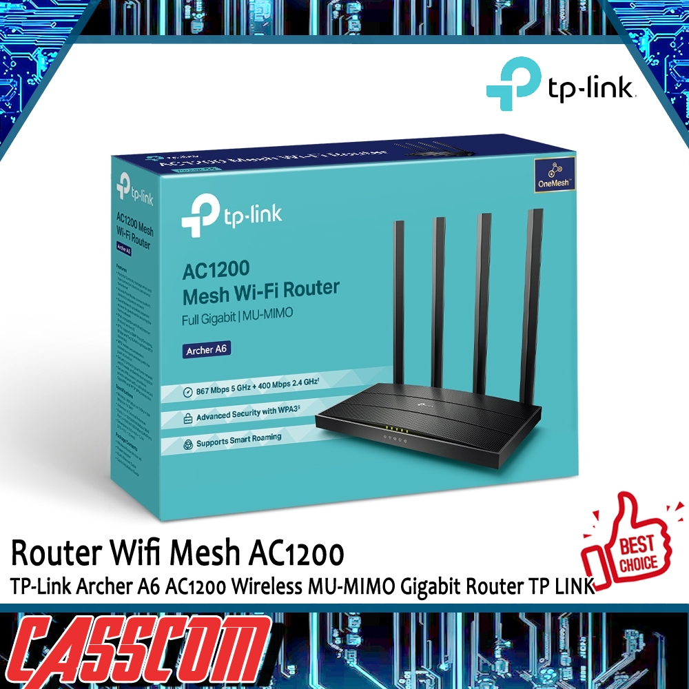 TP-Link Archer A6 AC1200 Wireless MU-MIMO Gigabit Router TP LINK