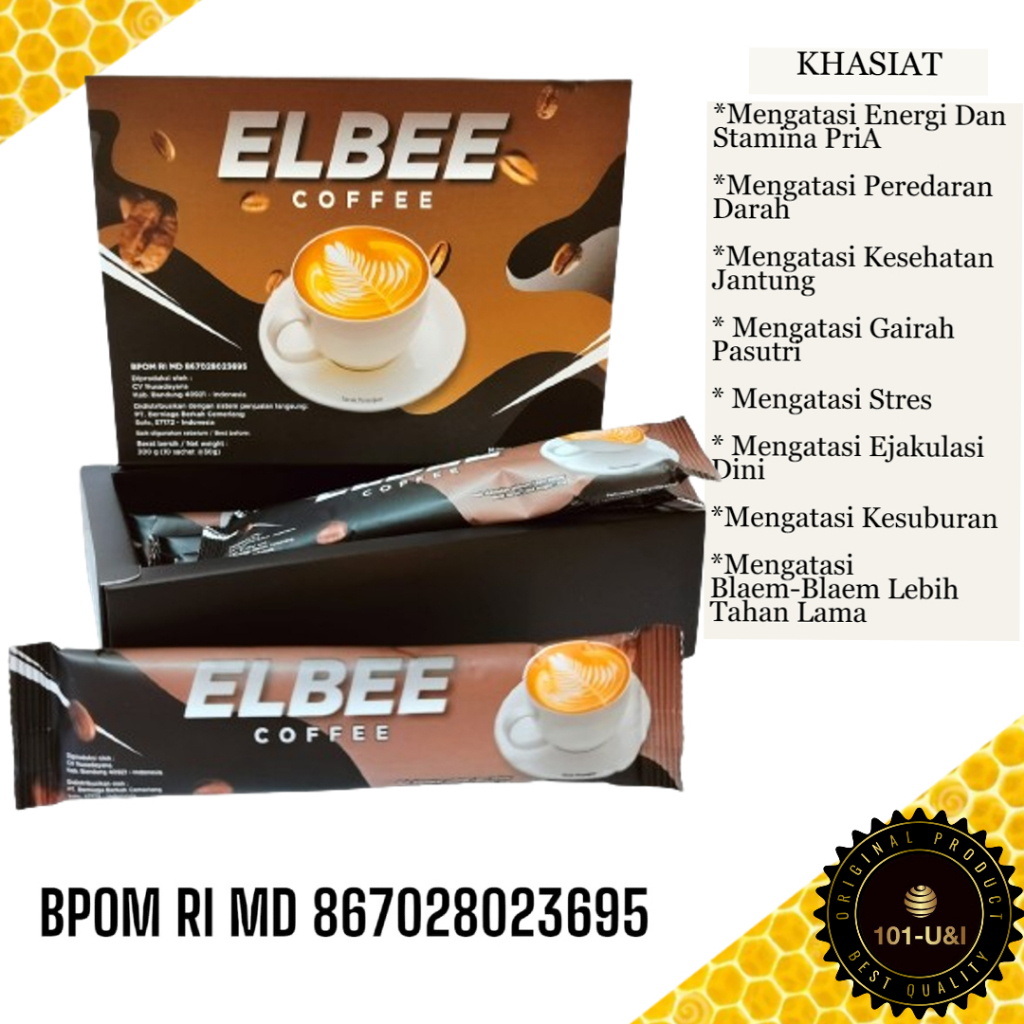 

Elbee Coffee I Kopi Elbee I Elbee I Kopi Stamina I Kopi Kesehatan I 1 Box isi 10 Sachet Original