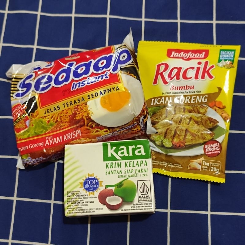 

Paket Murah - Mie Sedap Goreng 88gr, Kara 200ml & Bumbu Racik Ikan Goreng 20gr