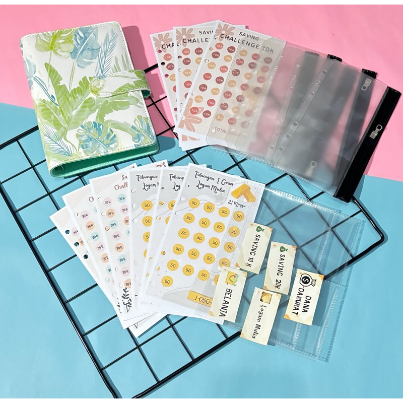 

1 Paket Binder Menabung Saving Challenge Loose Leaf A6 Buku Catatan Keuangan Zipper Pocket Note Kertas Tabungan Agenda Motif Lucu Ukuran A6
