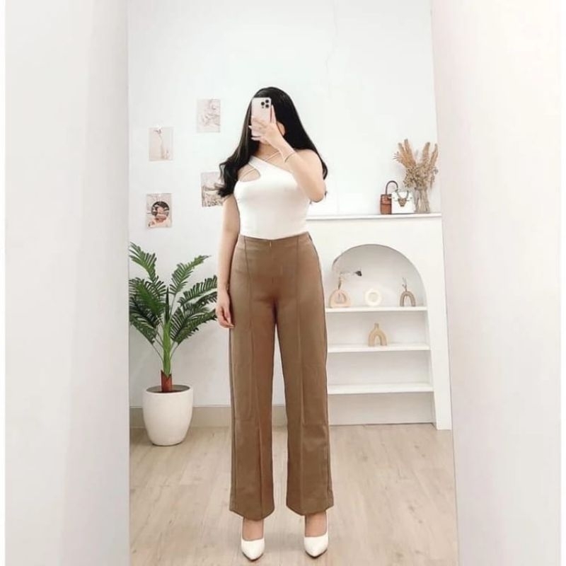Celana Kulot Wanita Kekinian Ala Korea Basic Hw Pinggang Karet Celana Kulot Panjang