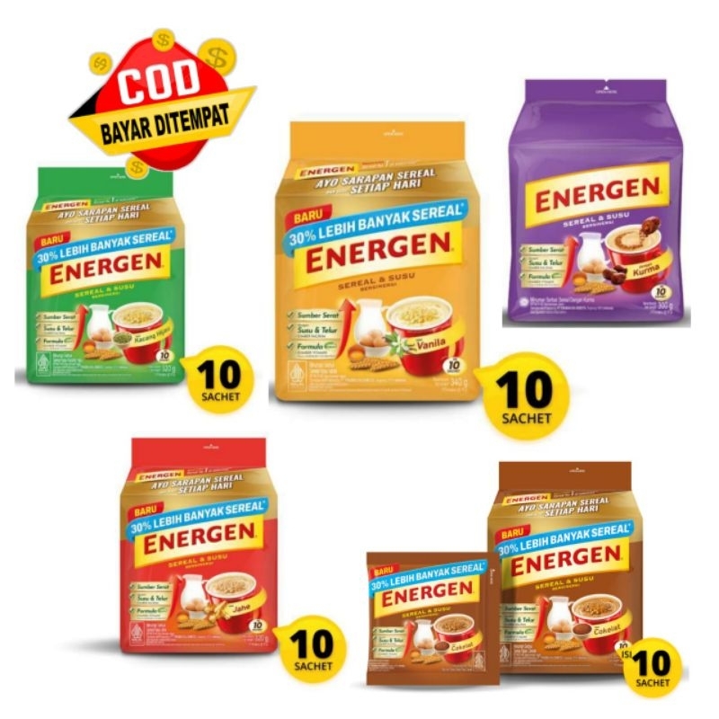 

Energen 5 varian rasa kemasan renteng 32gram