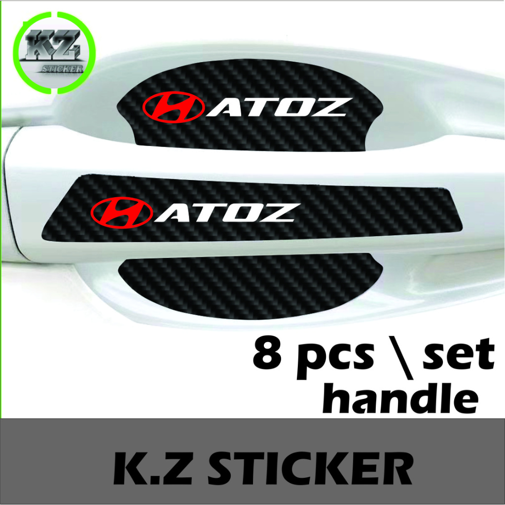 8 Pcs/set Stiker Pelindung Handle Mobil hyundai atoz Bahan Carbon 3d Untuk hyundai atoz