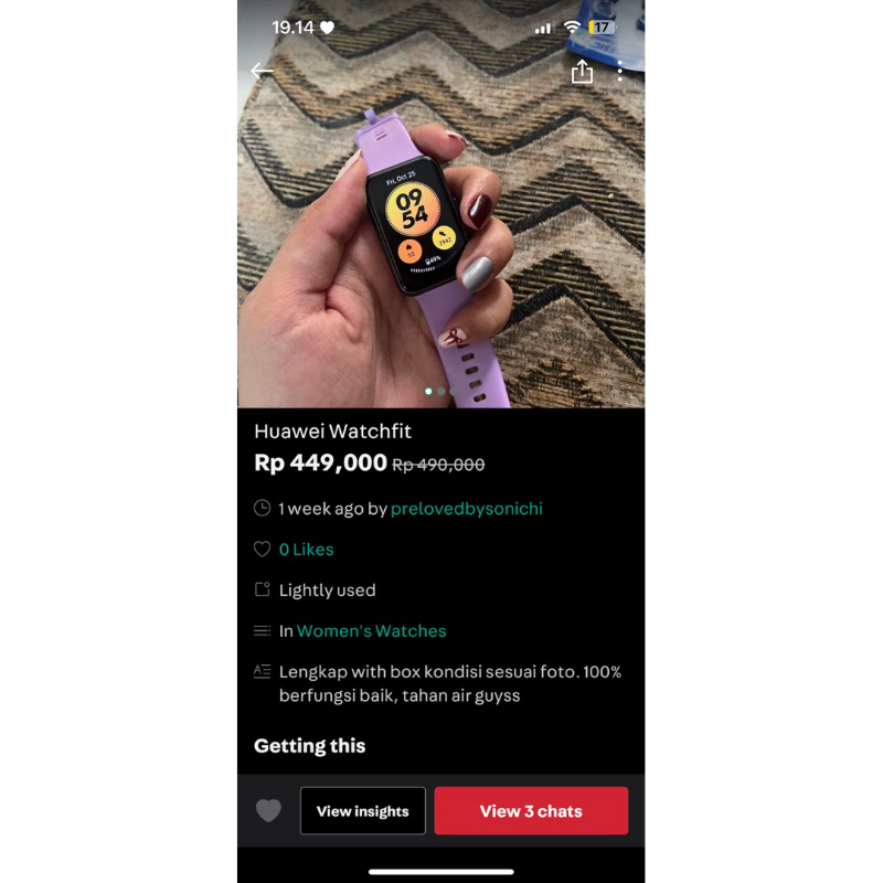 preloved smartwatch huawei fit