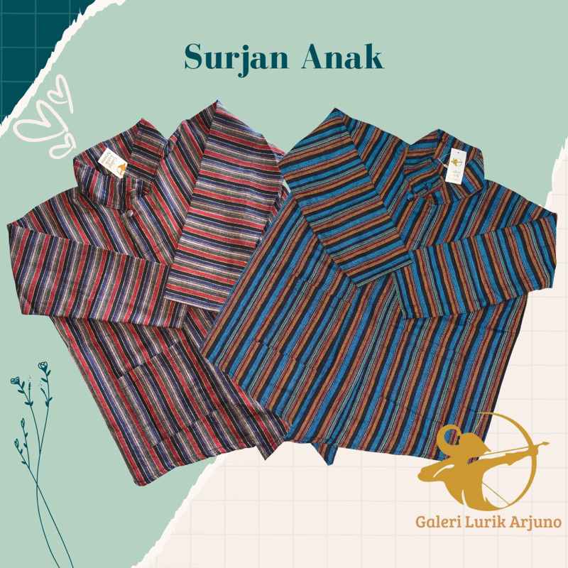 Surjan Anak Lurik Arjuno Baju Adat Jawa Anak Laki Laki Beskap Anak Kostum Tradisional Kartini Pentas