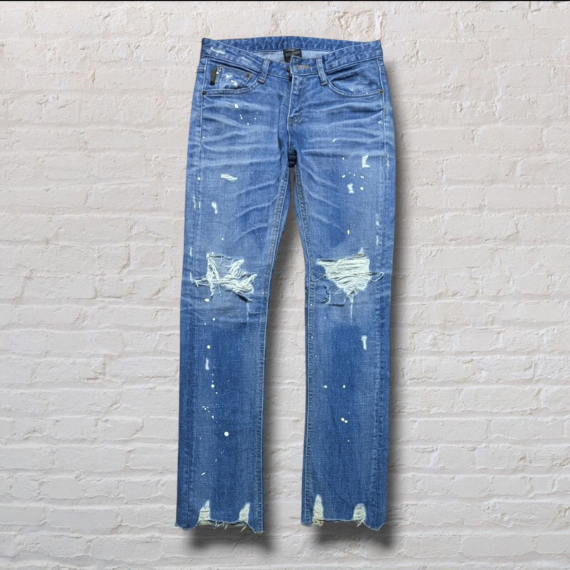 Size 27 28 Celana Panjang Longpants Jeans Aing Company Vintage Blue Washed Fading Ripped Skinny Fit 