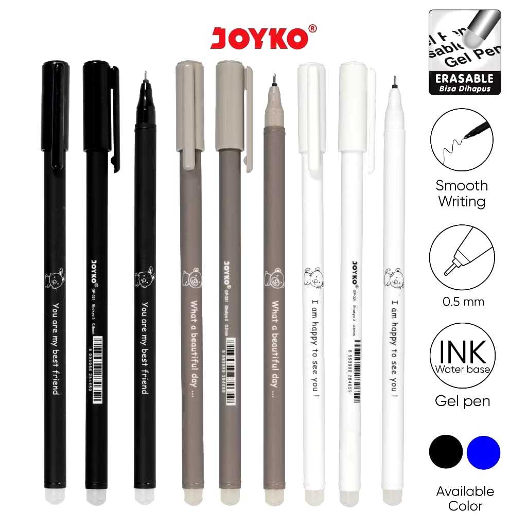 

Erasable Gel Pen Pulpen Bisa Dihapus Joyko GP-321 Shokyo 3 Gel 0.5 mm Hitam