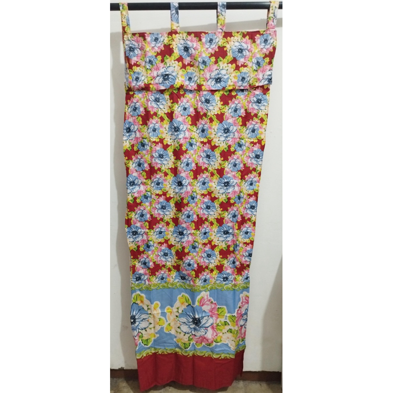 [ JENDELA ] GORDEN TALI JENDELA + PONI MOTIF BUNGA KEMBANG KECIL MERAH