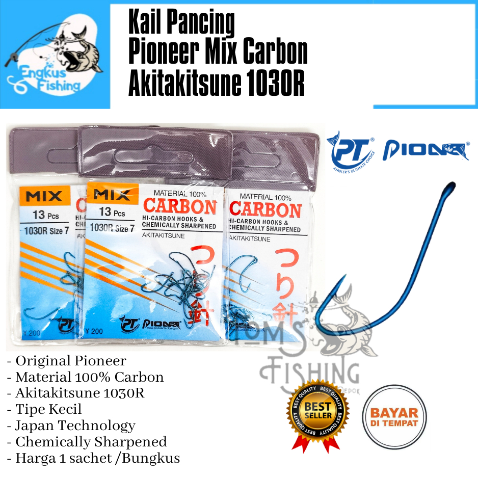 Kail Pancing Pioneer Mix Carbon 1030R Akitakitsune (No.0,3 - No.15) Perbungkus Murah - Engkus