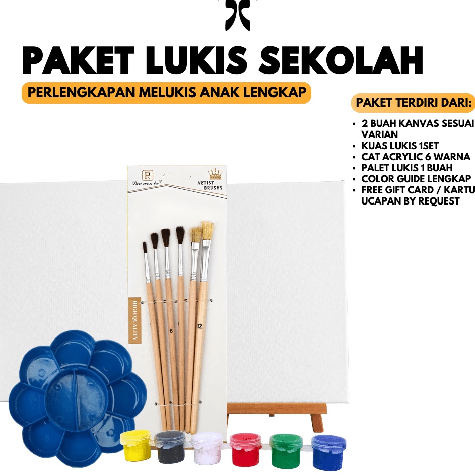 

Penjual Resmi Paket Lukis Sekolah Kanvas Lukis 3x3 Palet Kuas BRUSH Cat Acrylic Akrilik Easel perlengkepan melukis anak lengkap canvas satu set alat menggambar