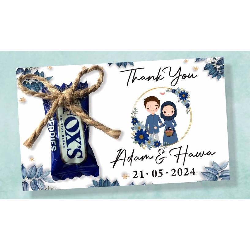 SOUVENIR PERMEN PERNIKAHAN + KARTU UCAPAN + TALI RAMI