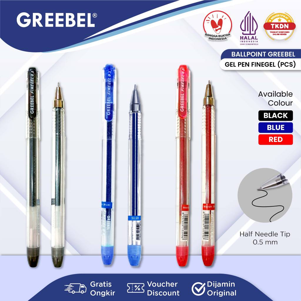 

GREEBEL PULPEN GEL / GEL PEN Fine Gel (1 PCS) Ballpen Gel Ballpoint Bolpen Bolpoin Pena Gel 501