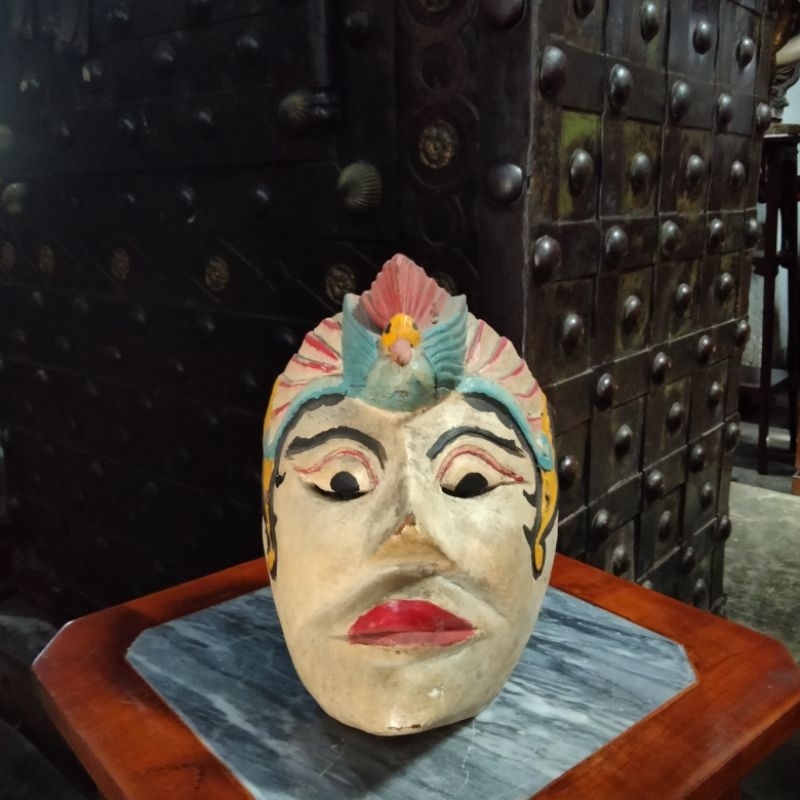 Topeng Kayu Pria Jawa Lawas Tua