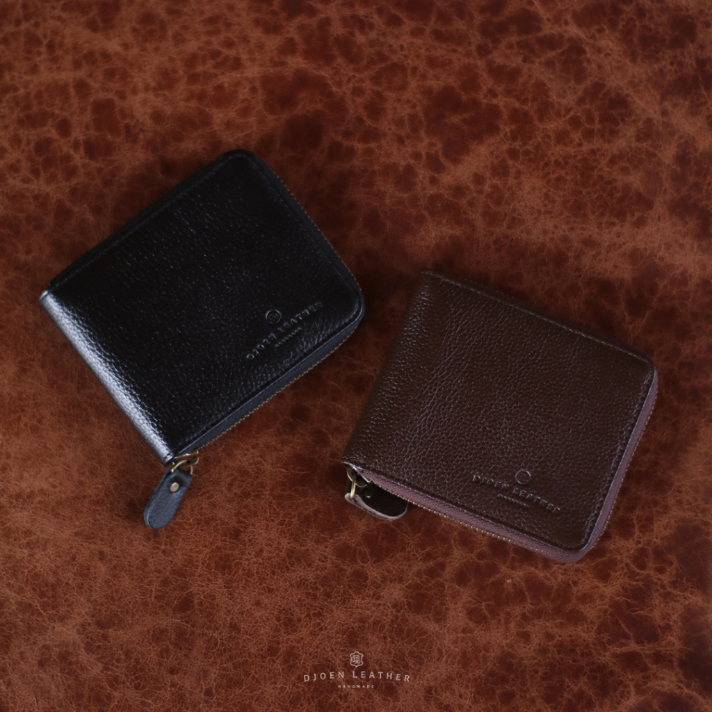Djoen leather dompet lipat rit kulit sapi asli