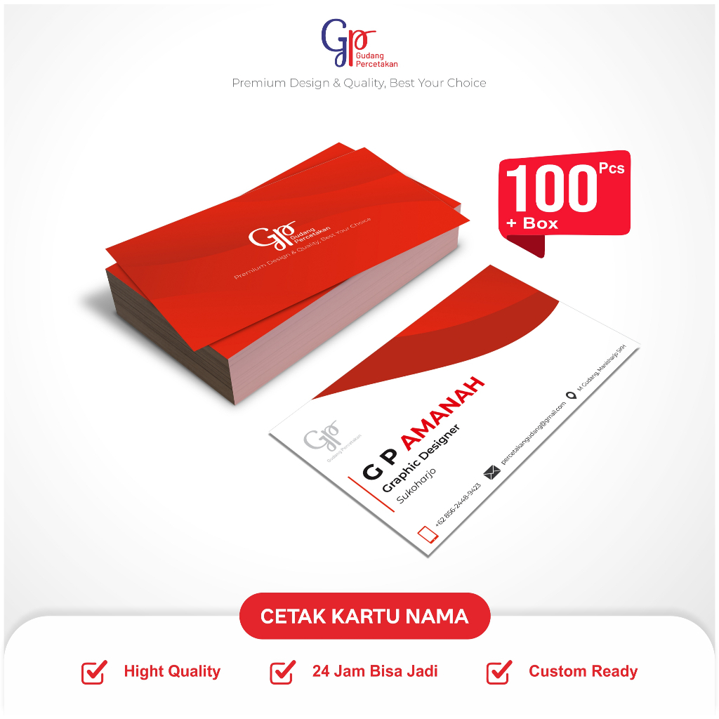 

Murah BANGET !!! Cetak 1 SISI Kartu Nama Isi 100 + Box / Name Card (Per box isi 100)