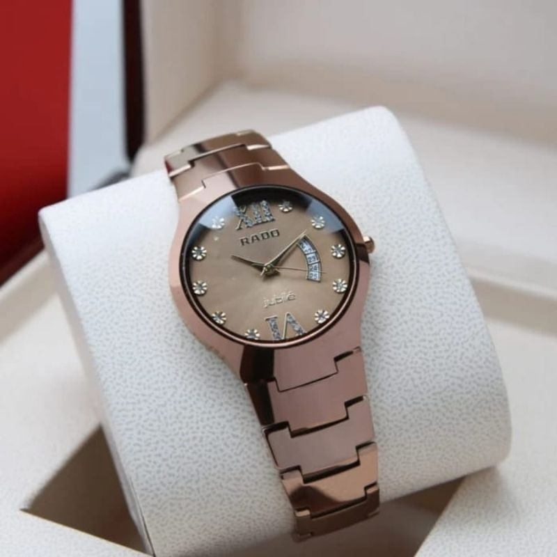 (BISA COD) JAM TANGAN WANITA - RADO - TALI KERAMIK TUNGSTIN - TANGGAL AKTIF - DIAMETER 3,7CM