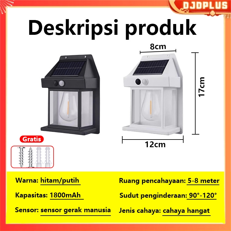 RB DJDPlus Lampu taman tenaga surya, Lampu dinding tenaga surya, Lampu sensor LED taman, Lampu luar