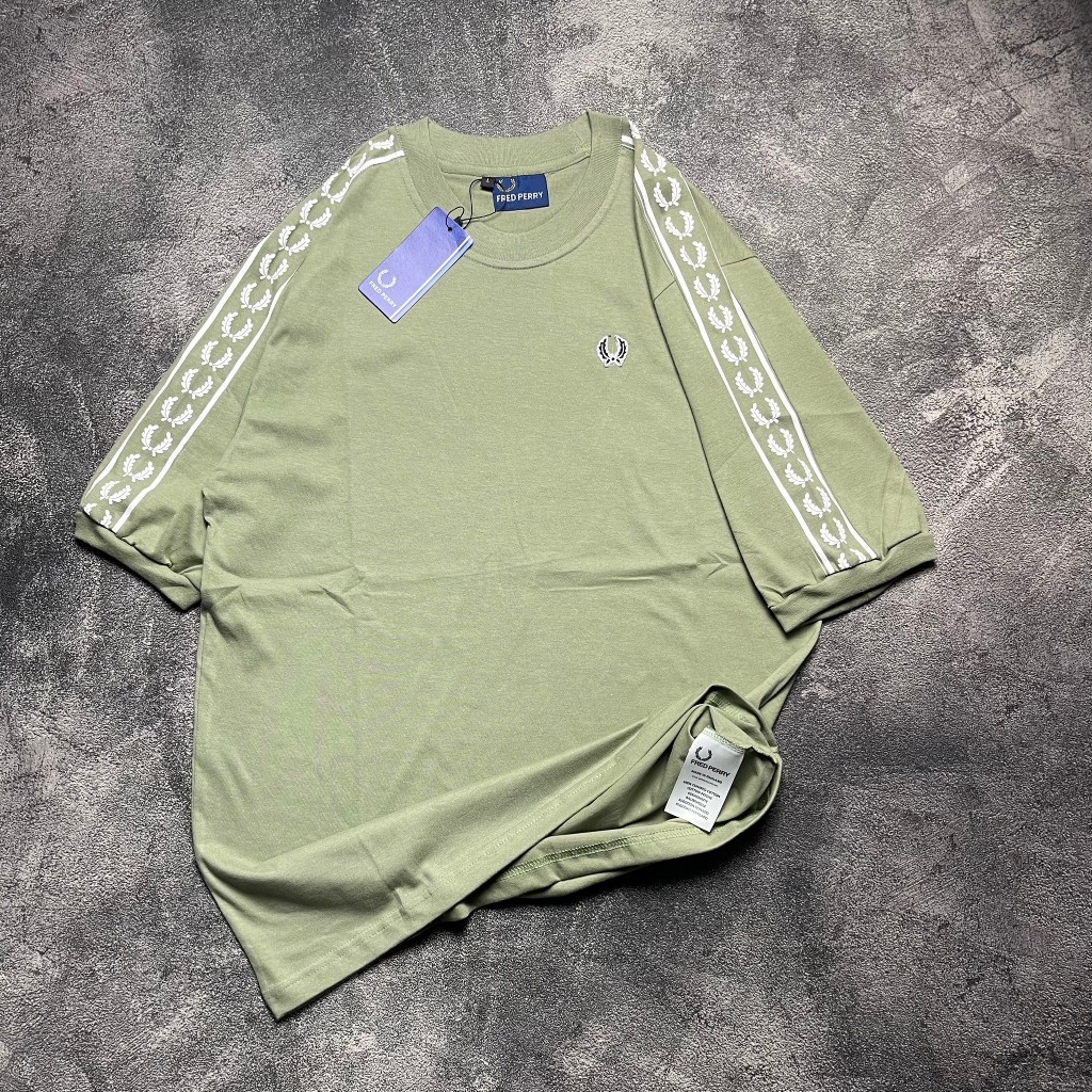 T-shirt Fred Perry Taped Ringer Classics Tee Full Tag Wash Kaos Fred Ferry Pria Wanita