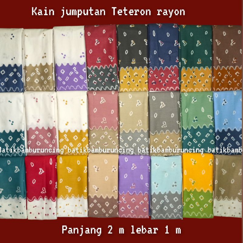 jumputan kain teteron rayon soft pastel bahan Kamen siraman