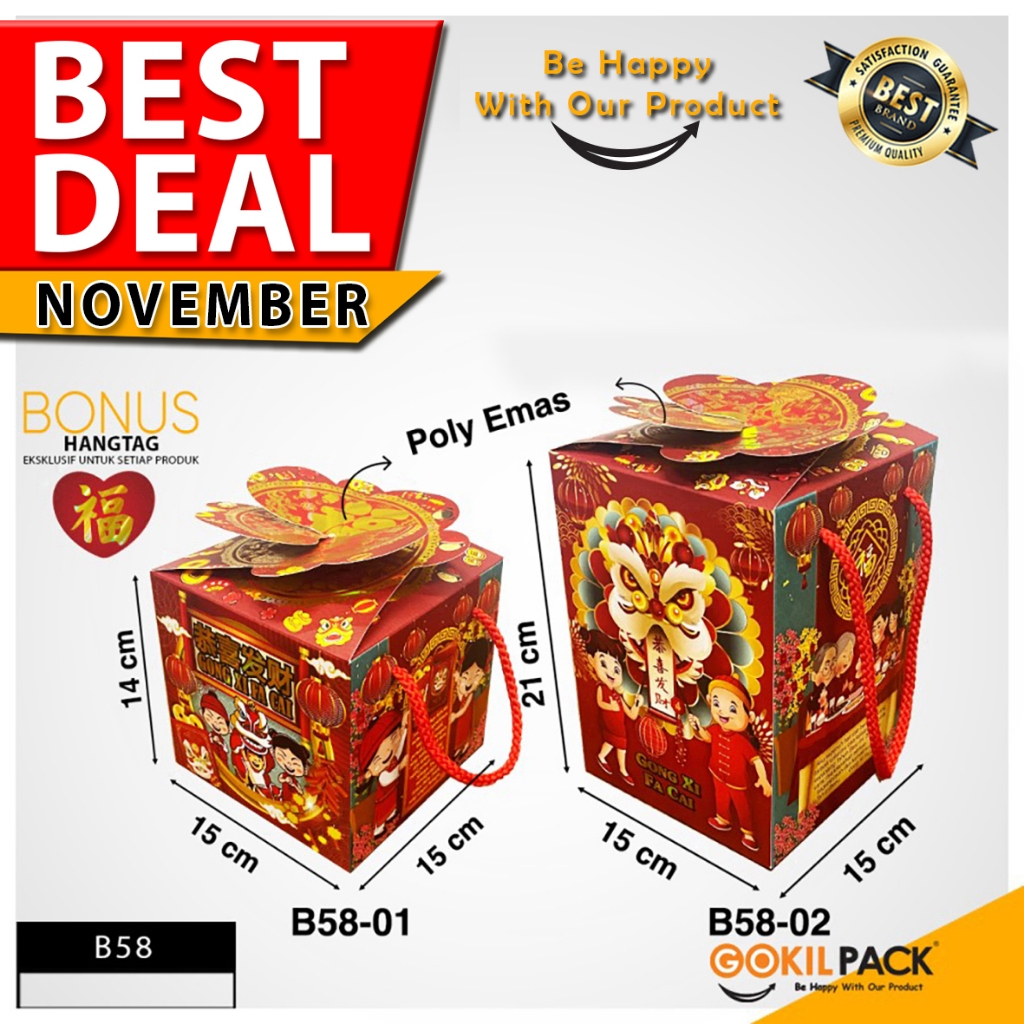 

Kotak Imlek 2024 - Kotak Chinese New Year 500 gr isi 2 toples - Box CNY - B58