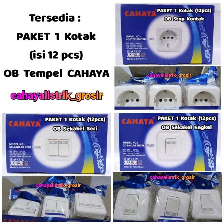 OB Engkel OB Seri OB Stop CAHAYA  PAKET 1 Kotak OB Tempel Murah SNI, Grosir Murah