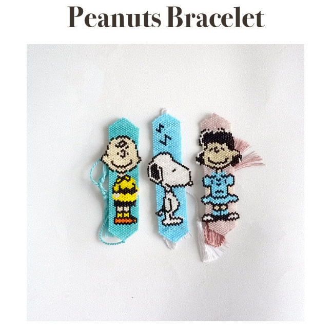 Pemanik Peanuts Snoopy Charlie Brown Bangle Gelang Manik Handmade