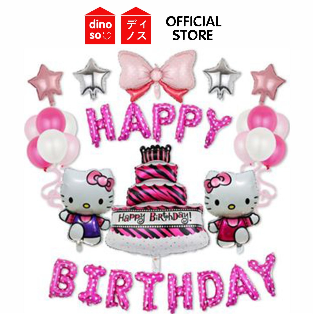 DINOSO Balon Paket Dekorasi Happy Birthday Tema Karakter