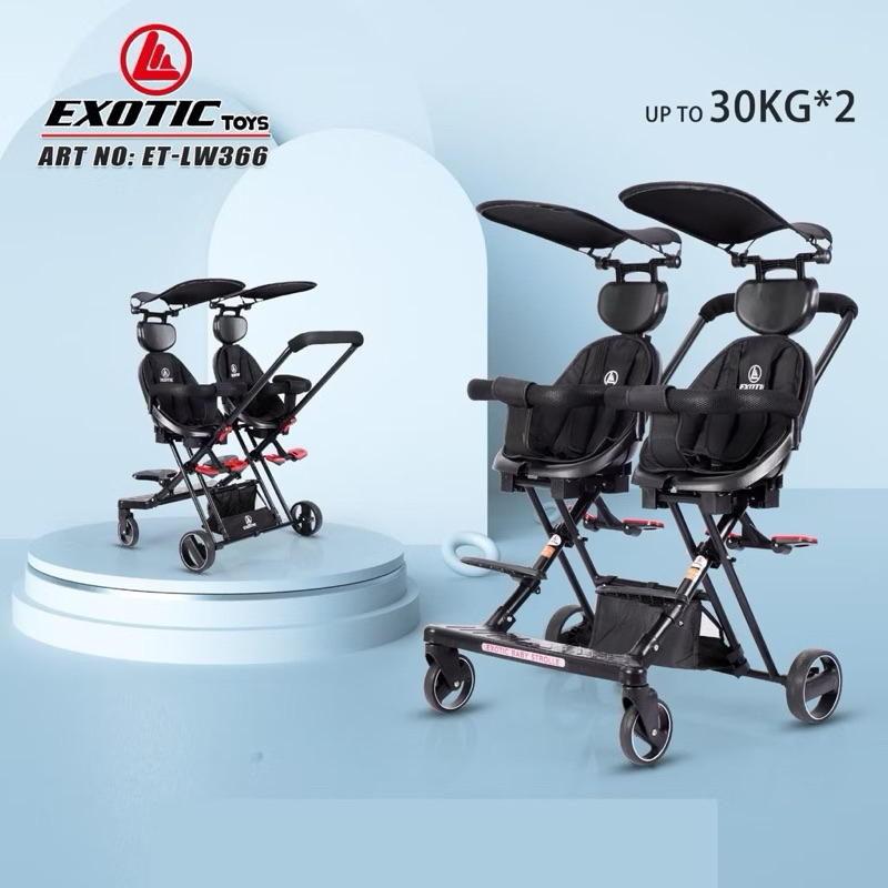 STROLLER BABY KEMBAR / TWIN EXOTIC LW 366 ( BISA HADAP DEPAN BELAKANG )Dorongan Anak Kembar Exotic L