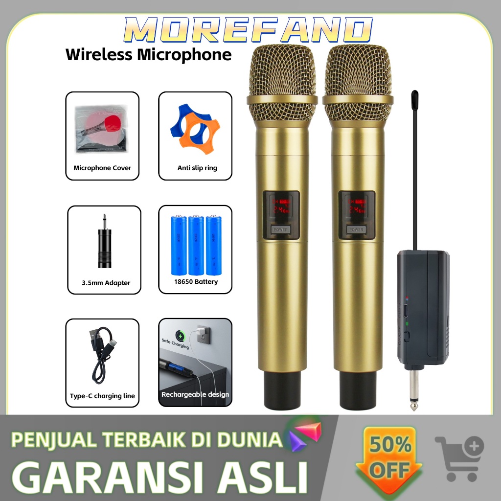 Mickey Microphone Karaoke Profesional Wireless SM-58 UHF Mikrofon Suara Baik