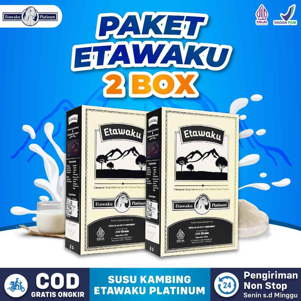 

Etawaku Platinum Paket 2 Box - Susu Kambing Etawa Atasi Masalah Pernafasan Dan Tulang Isi 200 Gram