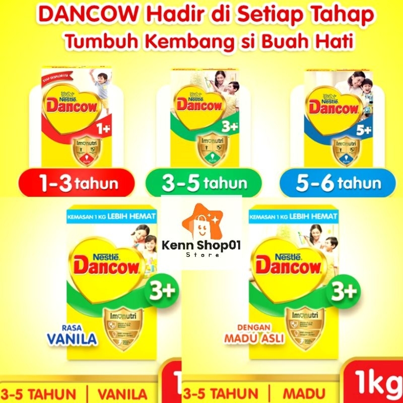 

DANCOW 3+ RASA VANILA / MADU 1 Kg SUSU DANCOW