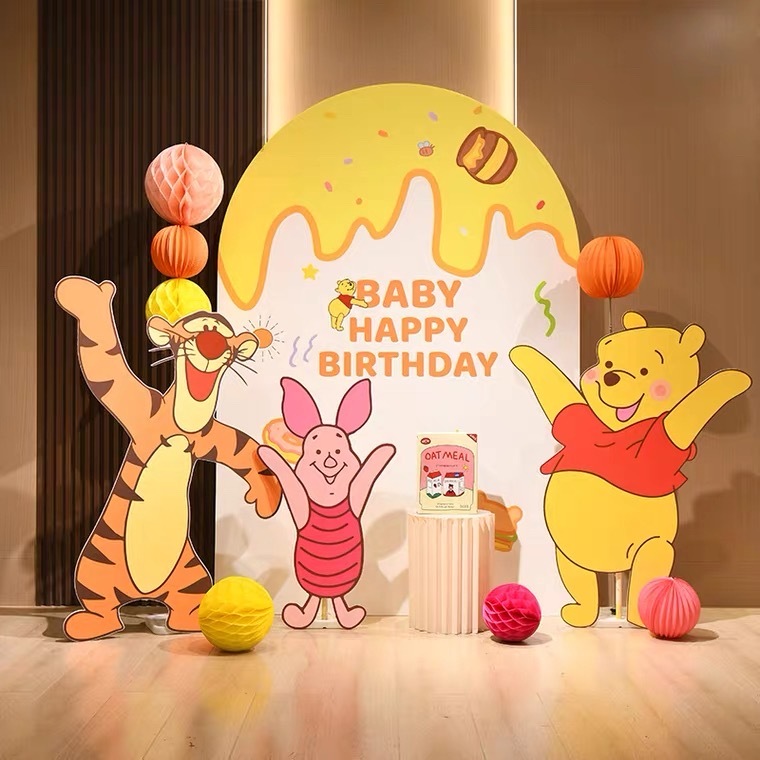 PAKET WINNIE THE POOH DEKORASI BACKDROP / STANDING KARAKTER ULANG TAHUN ANAK / PAKET DEKORASI ULANG 