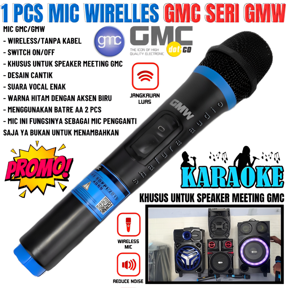 Microphone Wireless Mic Tanpa Kabel Gmw Suara Jernih Cocok Untuk Yang Suka Karaoke | 1 Pcs Mic Gmc W