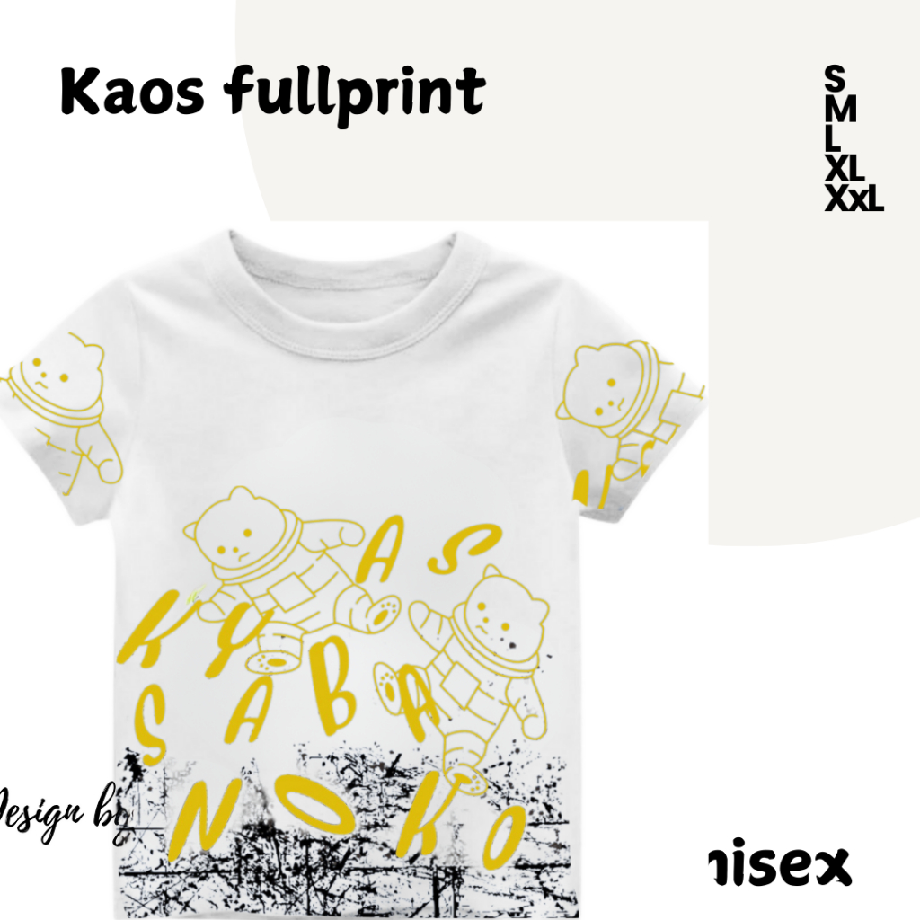 Baju anak laki-laki fullprint/ atasan kyassabanoko beruang fullprint bahan katun 1-8tahun