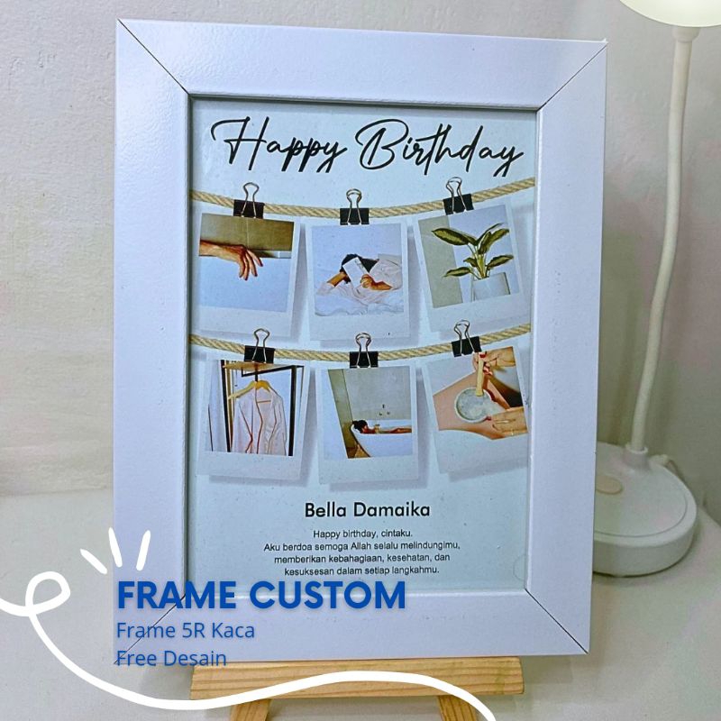 Kado ulang tahun Gift Ultah Pacar / Cetak Frame Foto Plus Bingkai Kaca Minimalis / Bingkai Hadiah Wi