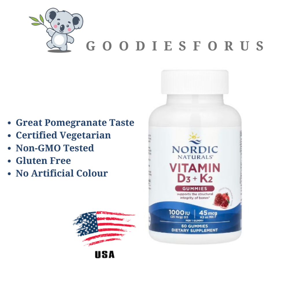 Nordic Naturals  D3 K2 Anak 60 Gummies 45mcg (1000iu)/Vitamin D3 K2