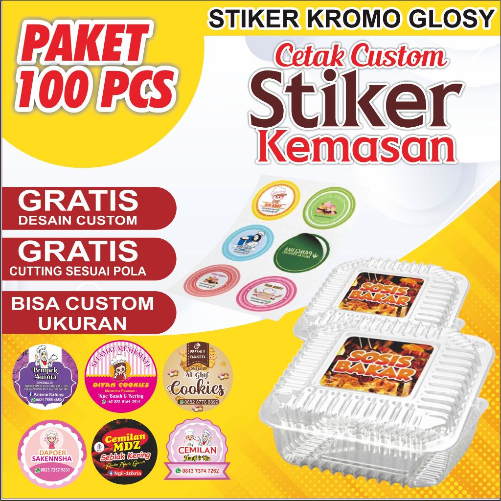 

PAKET 100 pcs, Stiker produk label makanan/ stiker label kemasan