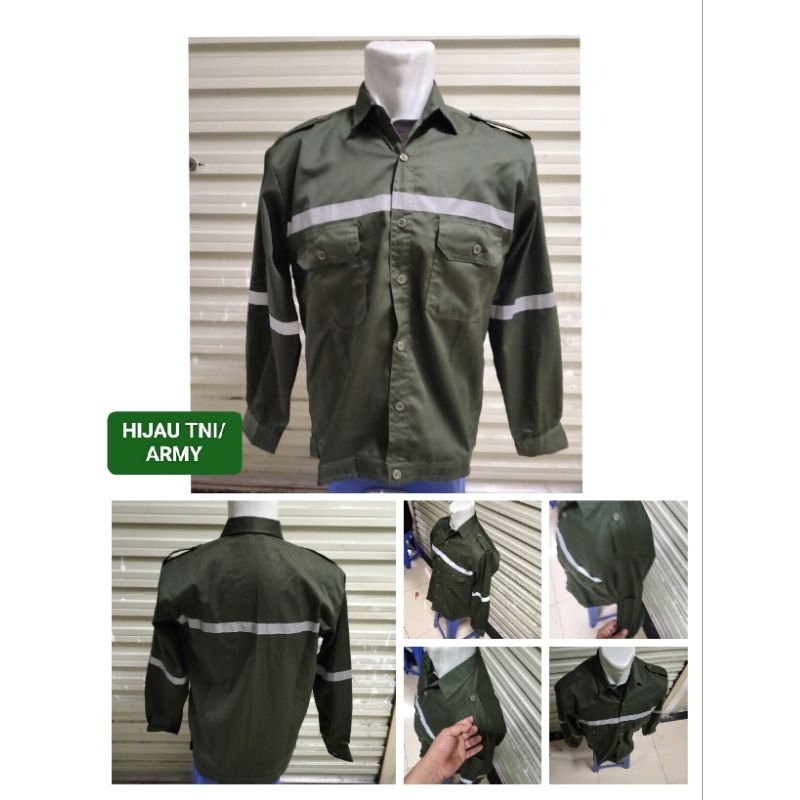 ATASAN BAJU WERPACK SAFETY/TAMBANG/PROYEK PRIA/WANITA HIJAU TNI/ARMY