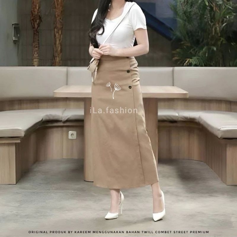 ROK SKIRT SPAN PANJANG KEKINIAN ROK KATUN TWILL MURAH ROK ANTI KUSUT