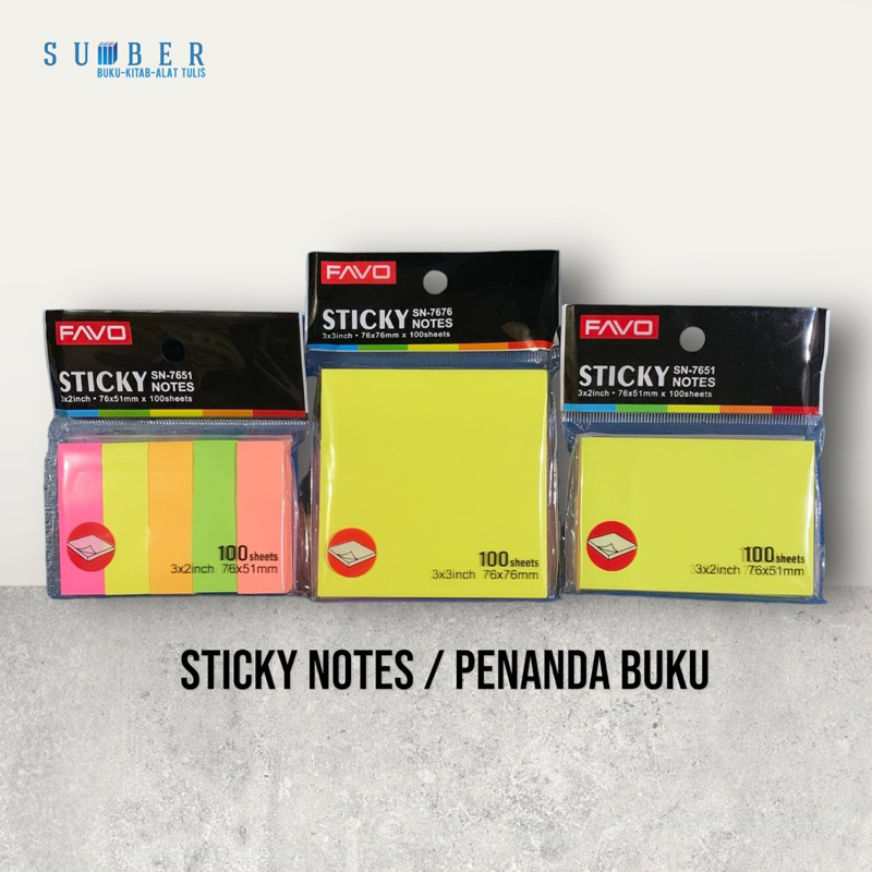 

Sticky Notes Favo 5 Warna / Penanda Halaman Buku Kitab