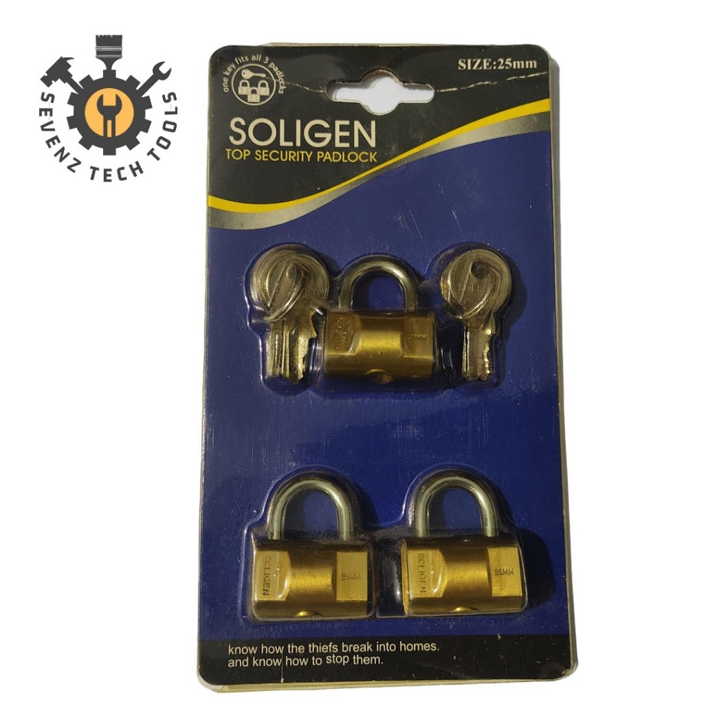 PADLOCK SOLIGEN MASTERKEY 25MM GEMBOK MASTER 25MM MINI X 3 PCS 6 ANAK KUNCI BAGUS GEMBOK KOPER/SERBA