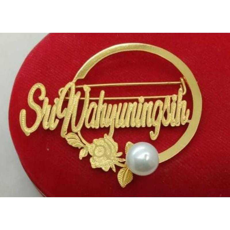 Bros Ukir Nama Lapis Emas