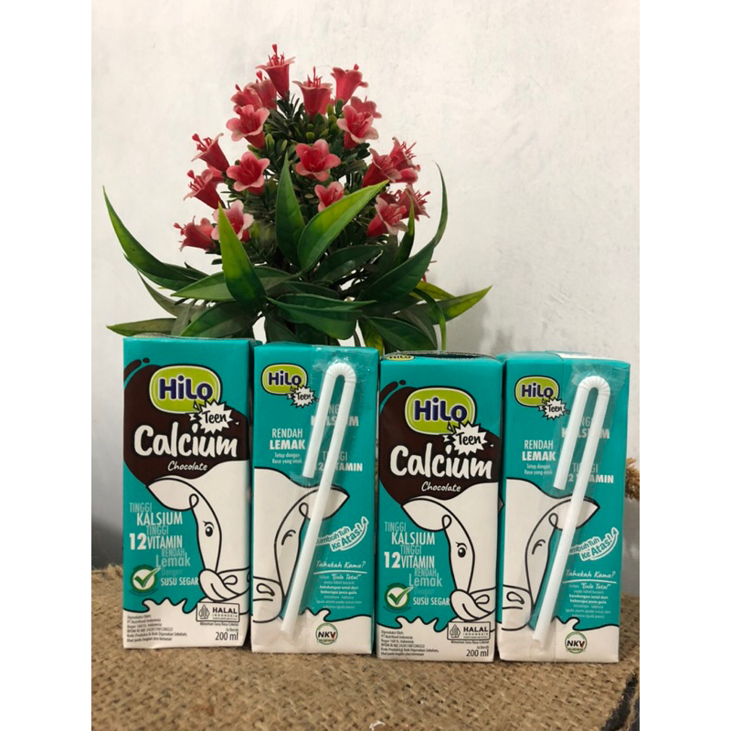 

Hilo teen calcium chocolate Rtd 4 x 200 ml-minuman susu rasa coklat