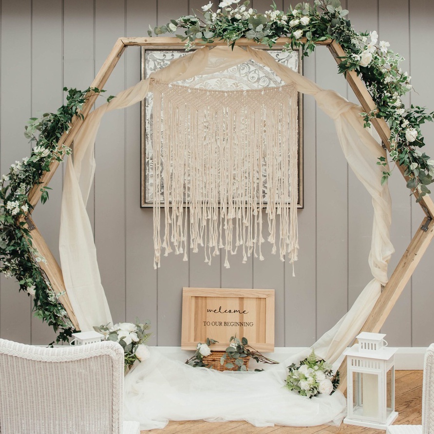 HJ6 SET Backdrop Hexagon Wedding Rustic  Gawang Hexagonal Lamaran UKURAN dari kayu