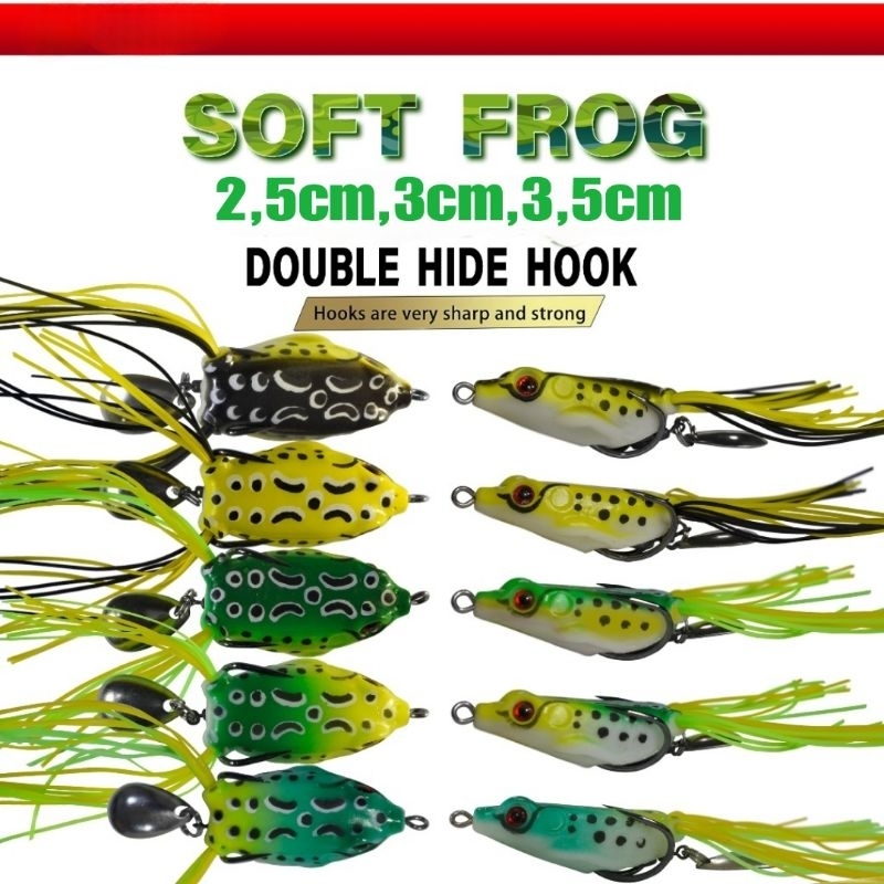 soft frog umpan pancing casting kodok kodokan rumber + spinner  ply fish