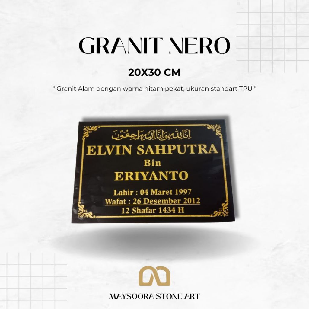 BATU NISAN GRANIT ALAM NERO 20X30 CM