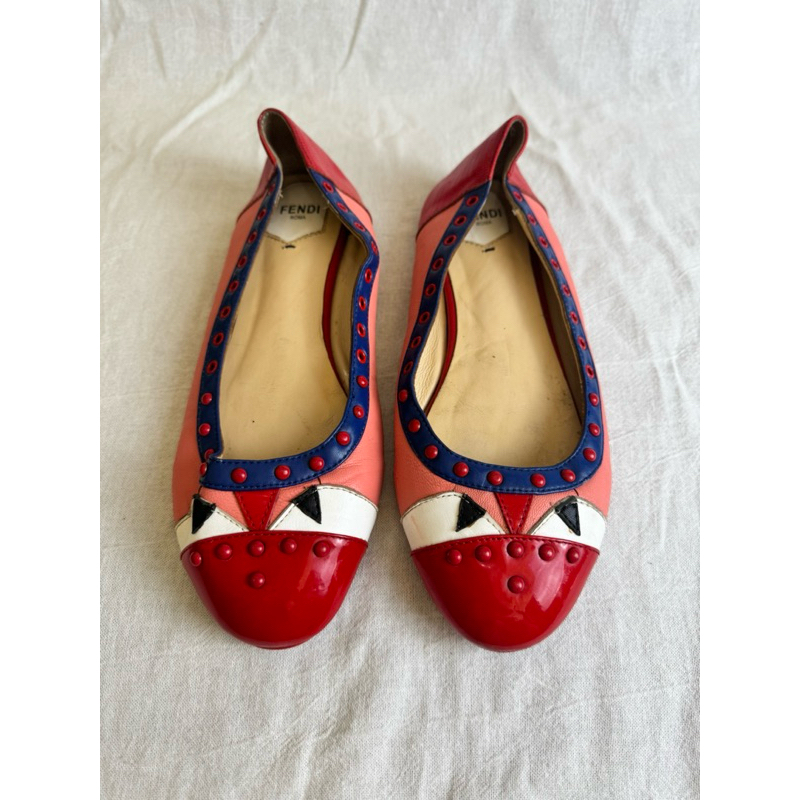 FLAT SHOES FENDII* LEATHER BALLET FLATS PRELOVED BRANDED
